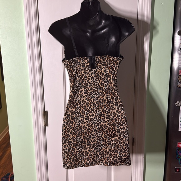 Sweet Nothings Leopard Print Shapewear Mini Dress Bodycon Tight Sexy Size 36C - Picture 4 of 7